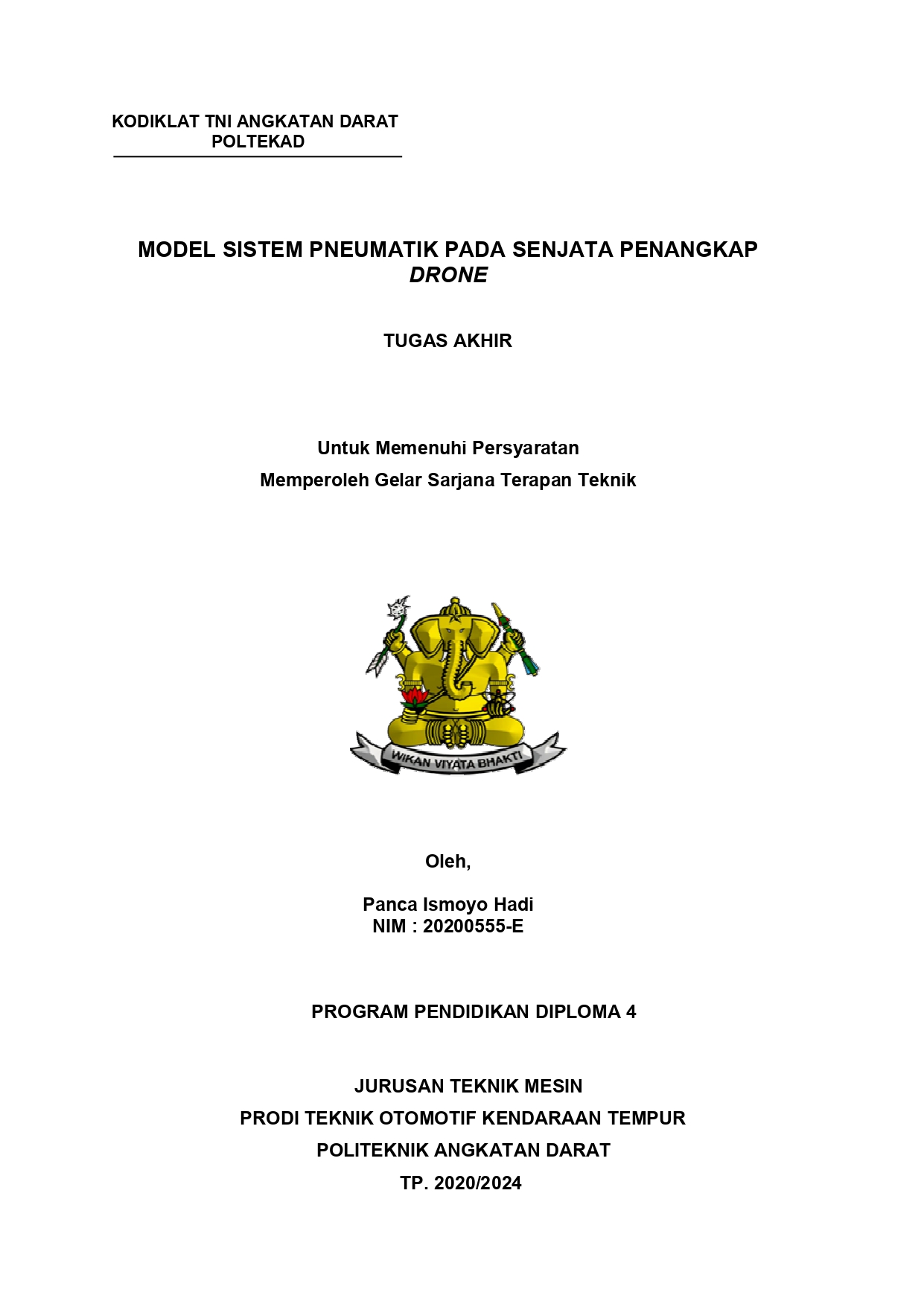 MODEL SISTEM PNEUMATIK PADA SENJATA PENANGKAP DRONE