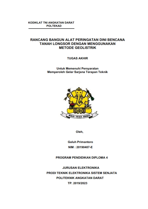 RANCANG BANGUN ALAT PERINGATAN DINI BENCANA TANAH LONGSOR DENGAN MENGGUNAKAN METODE GEOLISTRIK