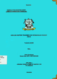 Image of Analisa Sistem Transmisi 6x6 Kendaraan Panser Anoa